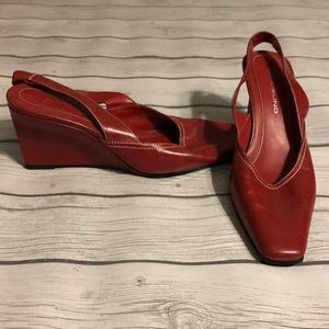 Bandolino red sling back wedge